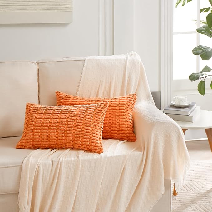 Fancy Homi 4 Packs Decorative Throw Pillow Covers for Living Room Couch Bed, Modern Farmhouse Boho Home Décor Accent Cushion Case, 24" x 16", Orange - Image 6