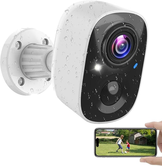Security Cameras Wireless Outdoor Indoor, 2K Battery Powered WiFi Camera for Home Security, AI Motion Detection, Color Night Vision, IP66 Weatherproof, 2-Way Talk, Siren Alarm, SD/Cloud Storage by MaxiVizSecurityCamera