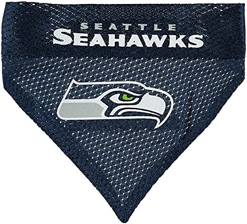 Pets First NFL DOG BANDANA - SEATTLE SEAHAWKS REVERSIBLE PET BANDANA. 2 Sided Sports Bandana with a PREMIUM Embroidery TEAM LOGO, Large/X-Large. - 2 Sizes & 32 NFL Teams available - Image 2