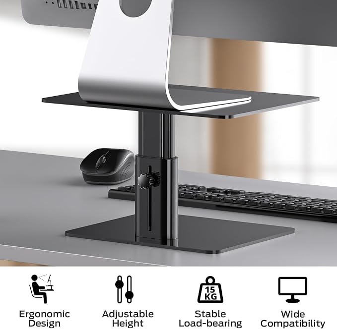 BoYata Monitor Stand, Adjustable Monitor Riser Metal Computer Stand Compatible with TV, PC, Laptop, Computer, iMac, and All Screen Display-Black - Image 6