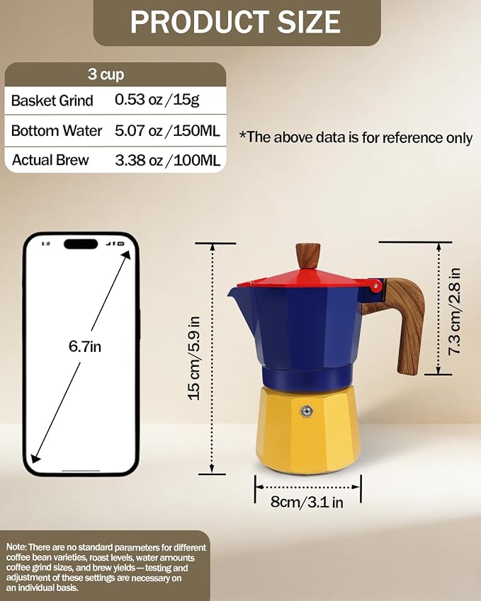 Coffee Maker Stovetop Espresso Maker 3 Cup Aluminum Moka Pot Percolator 5oz 150ml Easy Brewing for Electric Ceramic Stoves Home Camping Italian Cuban Café Classic Sip Sized - Image 2