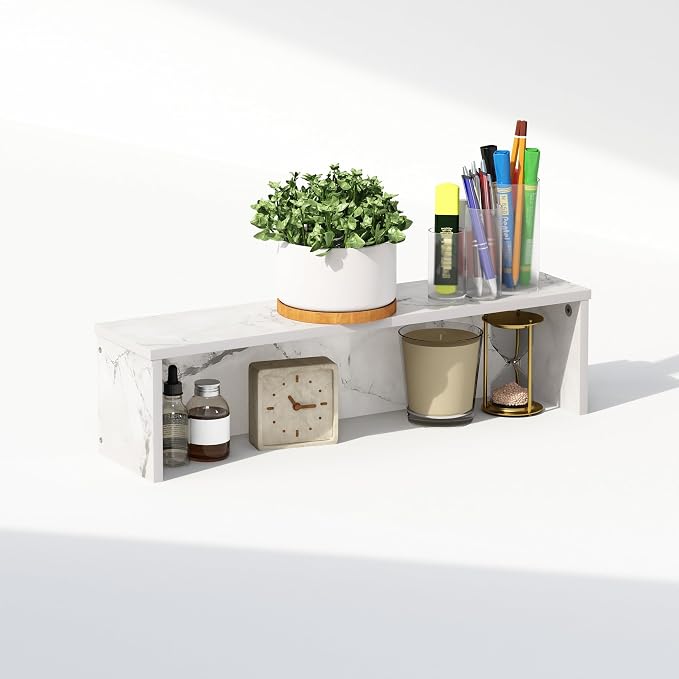 Furinno Classic Desk Organizers and Accessories, 23-Inch Desk Organizer, Desktop Organizer, for Office Supplier, Marble White - Image 3