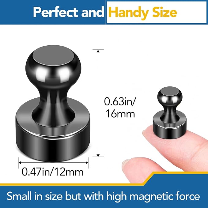 LOVIMAG Fridge Magnets 56Pcs, Magnet for Refrigerator Whiteboard, Black | Small Strong Neodymium Metal Cute Push Pin for Classroom, Kitchen, Accessories Decorative, Office, Calendar - Image 3