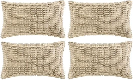 Fancy Homi 4 Packs Decorative Throw Pillow Covers for Living Room Couch Bed, Modern Farmhouse Boho Home Décor Accent Cushion Case, 24" x 12", Tan by Fancy+Homi