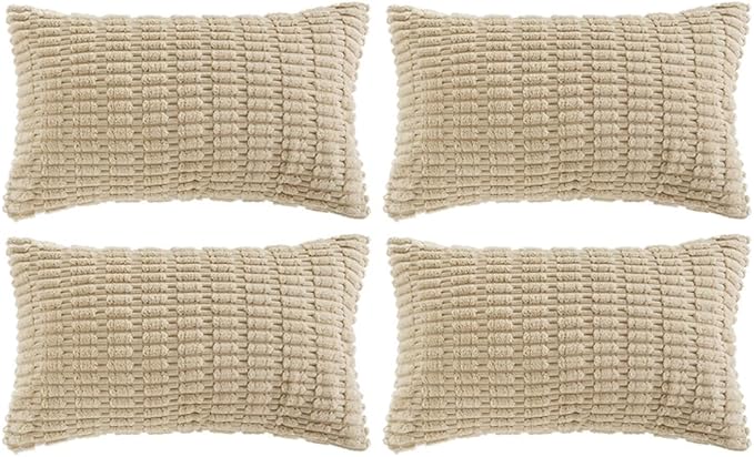 Fancy Homi 4 Packs Decorative Throw Pillow Covers for Living Room Couch Bed, Modern Farmhouse Boho Home Décor Accent Cushion Case, 24" x 16", Tan by Fancy+Homi