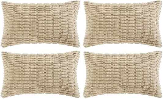 Fancy Homi 4 Packs Decorative Throw Pillow Covers for Living Room Couch Bed, Modern Farmhouse Boho Home Décor Accent Cushion Case, 24" x 16", Tan by Fancy+Homi