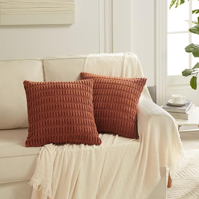 Fancy Homi 4 Packs Decorative Throw Pillow Covers for Living Room Couch Bed, Modern Farmhouse Boho Home Décor Accent Cushion Case, 20" x 20", Rust - Image 7