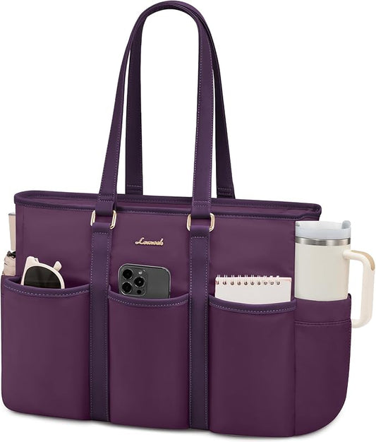 LOVEVOOK 17 Inch Laptop Tote Bag for Women Work, Teacher Nurse Work Tote Bag With Large Cup Holder, Utility Bag For Work/Travel/College/Daily, Large Purse Handbag With Multi Pockets & Top Zipper by LOVEVOOK