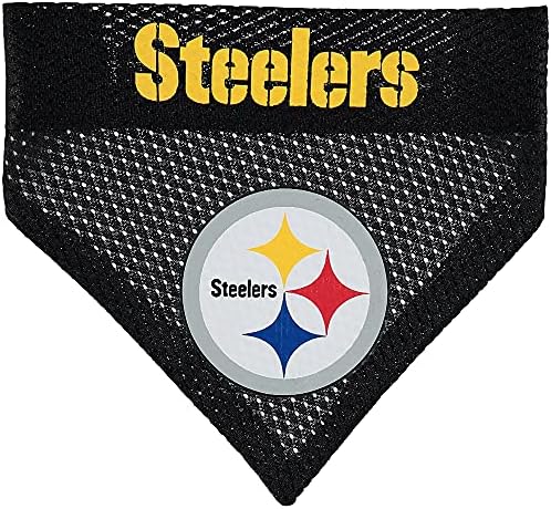 Pets First NFL DOG BANDANA - PITTSBURGH STEELERS REVERSIBLE PET BANDANA. 2 Sided Sports Bandana with a PREMIUM Embroidery TEAM LOGO, Large/X-Large. - 2 Sizes & 32 NFL Teams available by PETSFIRST