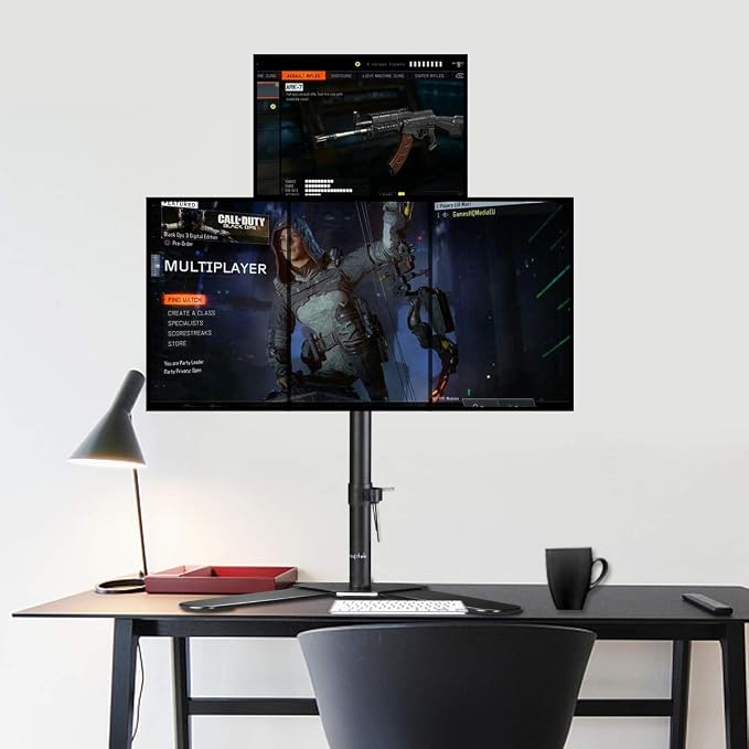 Suptek Quad LED LCD Monitor Stand up Free-Standing Desk Stand Extra Tall 31.5" Pole Heavy Duty Fully Adjustable Mount for 4 (3+1) / Four Screens up to 27 inch (ML6864) - Image 4