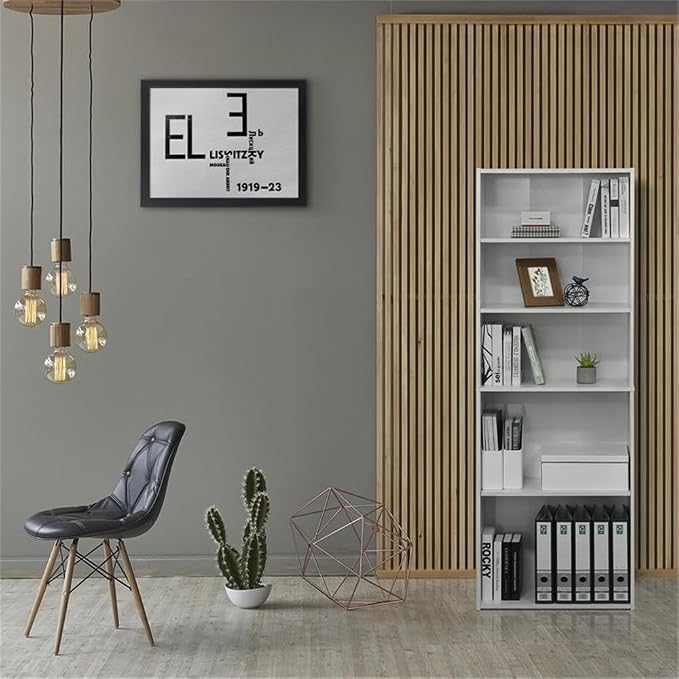 FURINNO Wright 5-Shelf Bookcase, Soft White - Image 2
