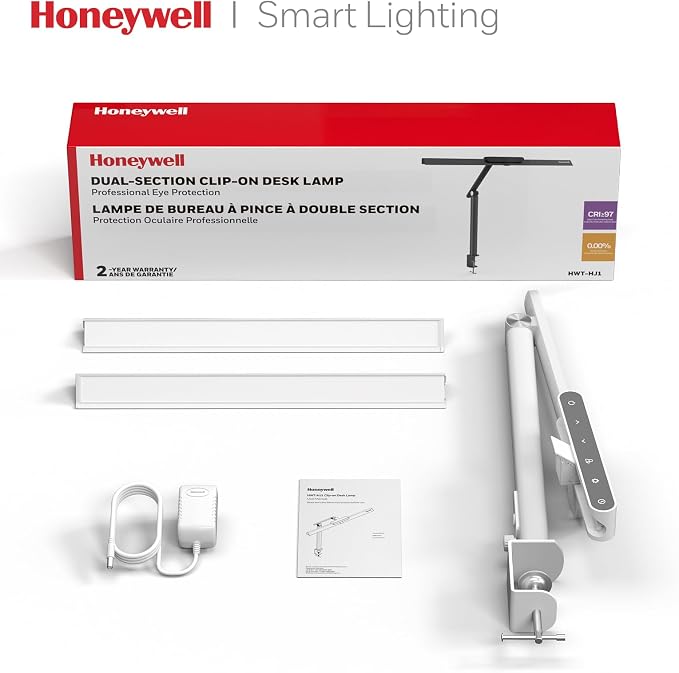 Honeywell HJ1 Sunturalux LED Clamp Desk Lamp 1200LM for Computer | CRI≥97, 4 Color Temps, Eye-Caring, Architect Task Lamp for Workbench, Reading, White - Image 9