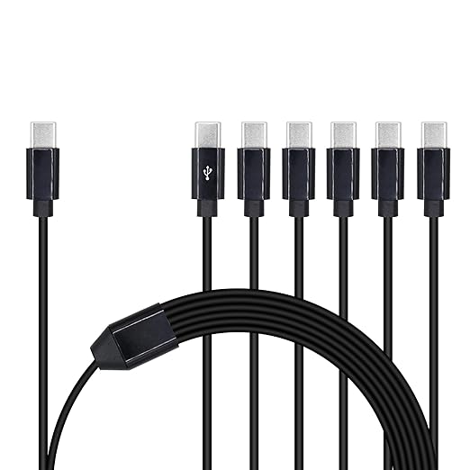 6 in 1 USB Type C Splitter Cable,USB C Male to 6 USB C Male Data Snyc and Charging Cord,USB C Multi Charging Cable for Cell Phones,Tablets and More(1.6FT/0.5M) by Xilaghy