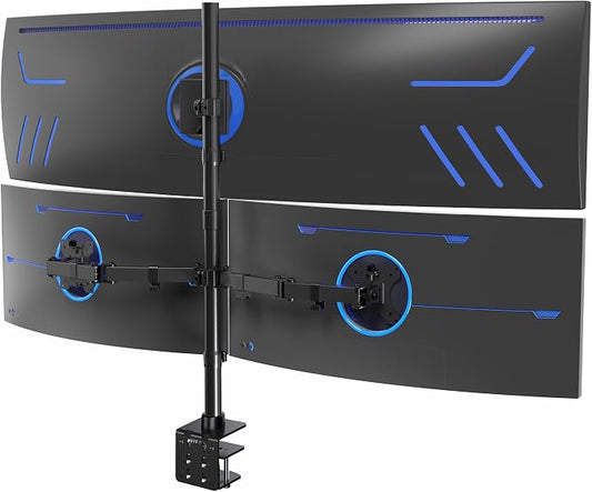 VIVO Triple Monitor Extra Tall Desk Mount for up to 49 inch Ultrawides on Center Bracket and 27 inch Screens on Side Brackets, Holds up to 44 lbs, Black, STAND-V103T by Unknown