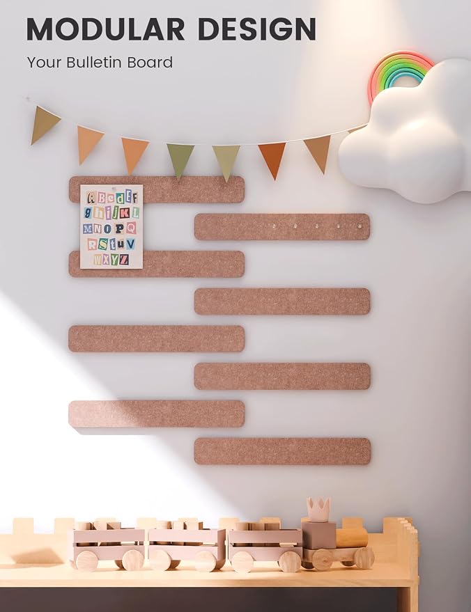 Fluxynara 13" x 2" Felt Wall Panels, Terracotta | 8-Pack Includes 50 Push Pins and Adhesive Tabs for Photos, Notes and Decor in Bedroom Doors, Home Office or Studios - Image 5