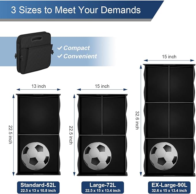 Femuar Large Capacity Trunk Organizer, Waterproof Car Accessory, Non-Slip, Foldable, Suitable for All Vehicles, Black - Image 4
