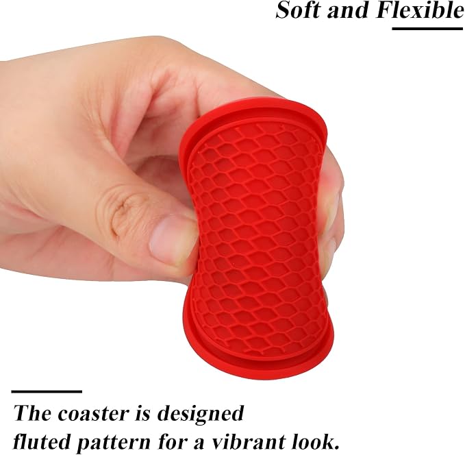 4 Pack Car Coasters, 2.75inch Universal Non-Slip Car Cup Holder Coaster for Car, PVC Cup Pad Mat Car Coasters for Cup Holders for Women (Red) - Image 4