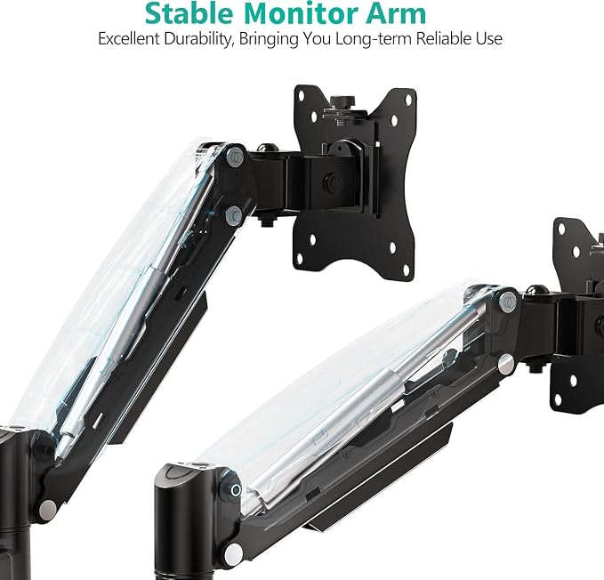 WALI Triple Arm Laptop and Dual Monitor Desk Mount for 17" Notebook and Up to 32" Screens, Adjustable Monitor Arms with Tilt Swivel Rotation, VESA 75x75 100x100, Black (GSDM003LP) - Image 5