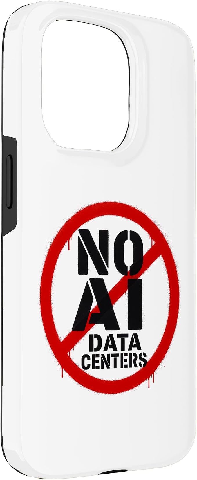 No AI Data Centers – Simple Minimal Spray Paint Style Text Case for iPhone 15 Pro - Image 3