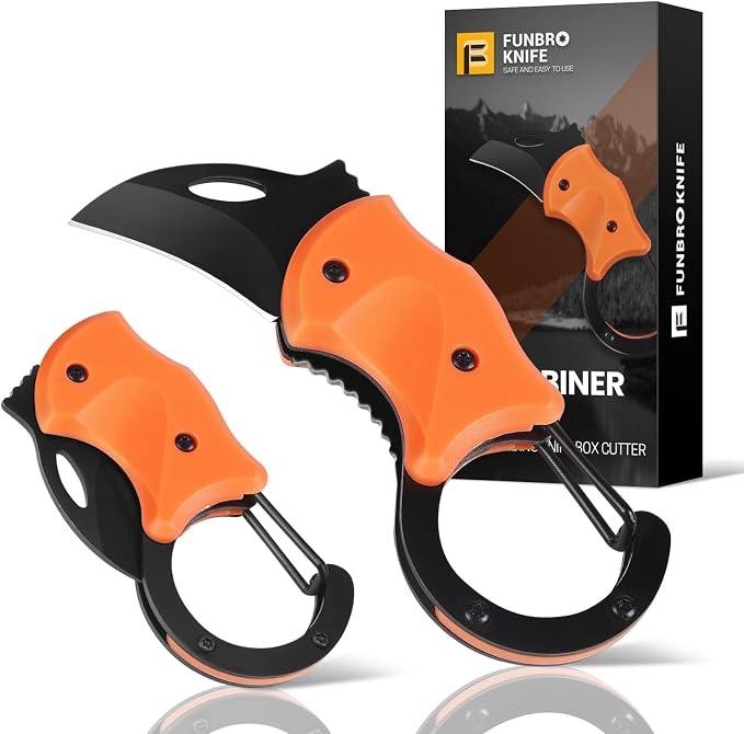 FUNBRO Small Pocket Knife for Men, Mini Edc Knives | Cool Folding Knife Box Cutter with 1.34inch Sharp Blade, Great Gift for Men (orange) by FUNBRO