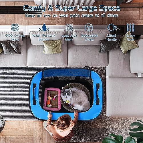 ROMANTIC BEAR Dog Playpen,Foldable Pet Puppy Cat Playpen,L(40"x32"x24") - Image 5
