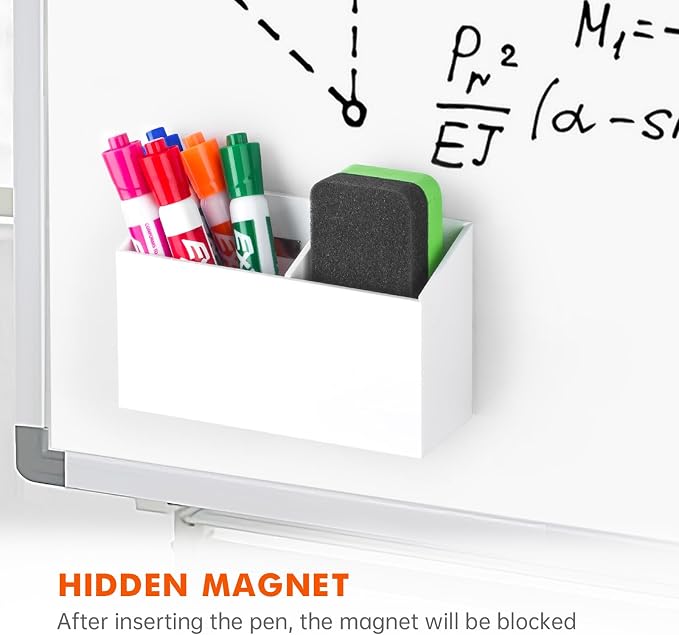 BEYGORM Magnetic Dry Erase Marker Holder for Whiteboard & Refrigerator | Non-slip Acrylic Pen Holder for Classroom, Fridge Magnet, Locker Organizer Accessories, Teacher & School Supplies(White) - Image 4