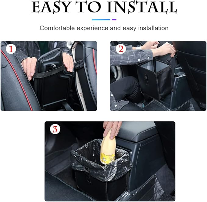 Fekey&JF Foldable Car Trash Can, Hanging Waterproof Leakproof Trash Can Storage Bag for Car with Large Capacity, Car Interior Accessories (Small) - Image 5