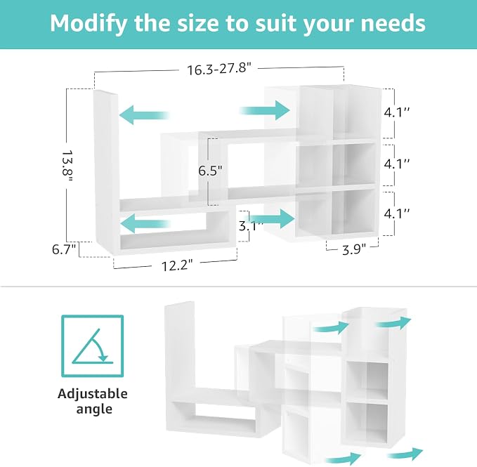NUTIKAS Desk Shelves Desktop Organizer Shelf - White Office Organization for Top of Desk Organizers and Accessories Corner Bookshelf Table Top Shelving Small Hutch Decorations for Women Office - Image 2