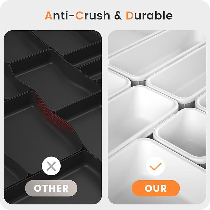 【Military Grade】A-LuGei Drawer Organizer,【】Makeup organizer,【Holds 177 Items】Bathroom Organizers and Storage,Organization and Storage,Desk Drawer Organizer for Vanity【White】 - Image 6