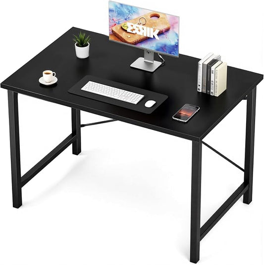 Sweetcrispy 40-Inch Small Computer Desk for Bedroom, Black | Gaming Writing Work and Study Desk for Home Office, Sturdy Metal Frame and Compact Modern Design with X-Shaped by Sweetcrispy