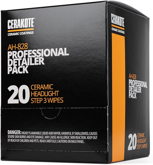 CERAKOTE® Ceramic Headlight Restoration Professional Detailer Pack (20 Ceramic Wipes) - Brings Headlights Back to Like New Condition - Step 3 Only by Cerakote