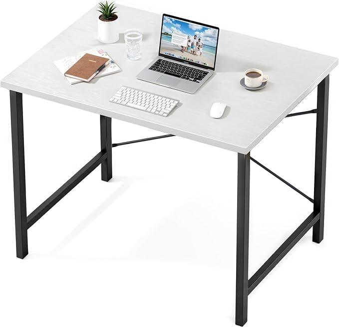 Sweetcrispy 32-Inch Small Computer Desk for Bedroom, Modern White | Gaming Writing Work and Study Desk for Home Office, Sturdy Metal Frame and Compact Modern Design with X-Shaped by Sweetcrispy