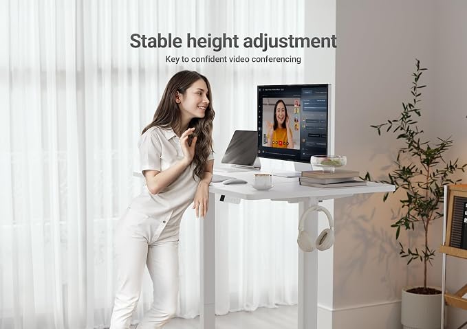 YDN 63 x 24 Inch White Electric Standing Desk | Adjustable Height, Sit Stand, Cable Management, Ergonomic, Home Office - Image 9