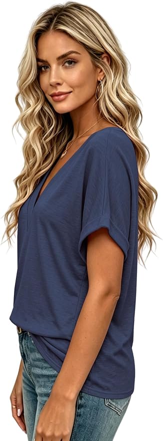 T Shirts Short Sleeve V Neck Tees Womens Tops Beach Vacation Fashion Clothes 2026 Casual Summer Spring Fall Outfits - Image 3