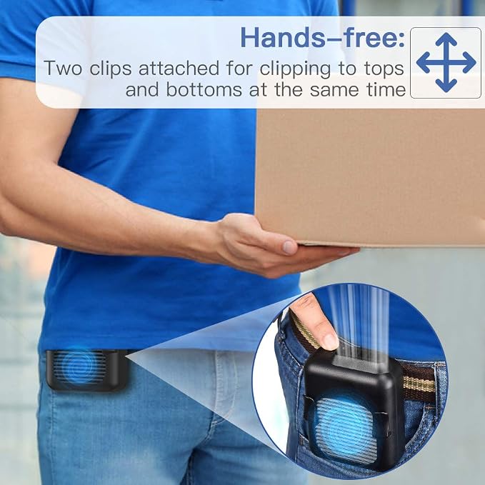Koonie Portable Waist Belt Cooling Fan Rechargeable, 23h Use Time, 5100RPM Strong Airflow with 3 Speed Levels, Personal Under Shirt Fan for Men,Hands-free Clip on Pants Fan for Outdoor Working,Jobsite - Image 5