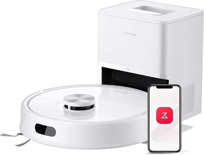roborock Q7 M5+ Robot Vacuum and Mop, Up to 7-9 Weeks Self-Empty, 10000Pa | Upgraded from Q5 Max+, Dual Anti-Tangle System for Pet Hair & Carpet, PreciSense LiDAR Navigation, App Control, White by Unknown