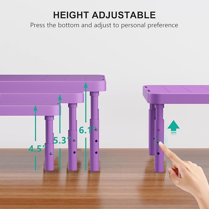 WALI Computer Monitor Stand for Desk, Adjustable Laptop Riser, Desk Monitor Stand Underneath Storage for Office, Home, School Supplies (PTT001-V), 1 Pack, Violet - Image 4