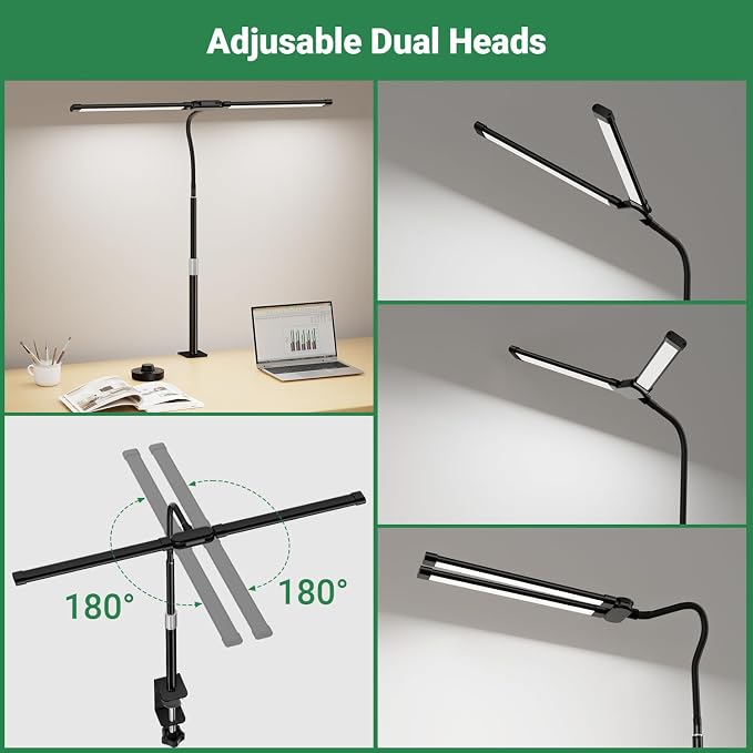 LED Desk Lamp with Clamp, 23.5-31.5 Inches, Black | 24W, 75 Lighting Modes, Flexible Neck Design, Telescopic Height, For Home Office Study Work Craft Paint - Image 6