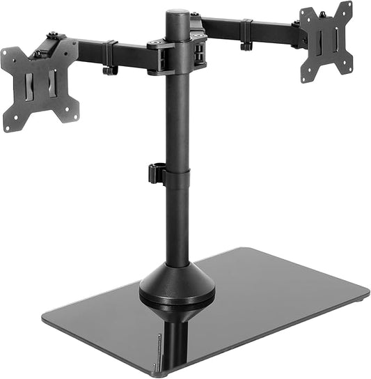 VIVO Freestanding Dual Monitor Stand with Sleek Glass Base and Adjustable Arms, Mounts 2 Screens up to 32 inch and 22 lbs Each, Black, STAND-V002FG | Articulating, Freestanding Adjustable Monitor Arm, Black with Glass Base, Computer Stand for 2 Monitor... by Unknown