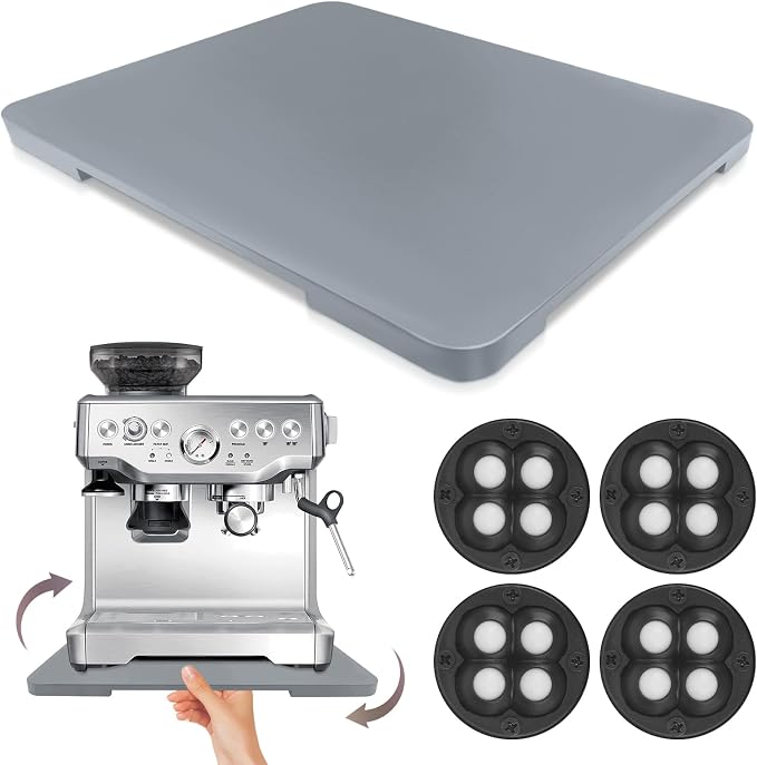 360°Rolling Tray Bamboo Appliance Slider for Breville Espresso Machine | Kitchen Sliding Tray for Coffee Maker Appliances Mat Easily from Under The Cabinet Gray 13"×15.7" by GIASSVIO