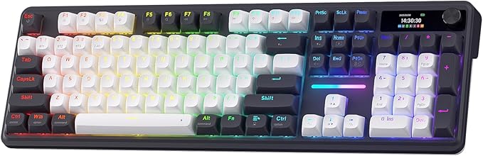 Redragon K762 PRO Wireless 104-Key Gasket Gaming Keyboard, Screen & Knob | Easy-Control LED Info Display, 0-Delay Tri-Mode, Cushioned 5-Layer Noise Dampening for Creamy Thocky Sound, Full-Size 104-Key by REDRAGON