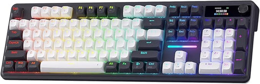 Redragon K762 PRO Wireless 104-Key Gasket Gaming Keyboard, Screen & Knob | Easy-Control LED Info Display, 0-Delay Tri-Mode, Cushioned 5-Layer Noise Dampening for Creamy Thocky Sound, Full-Size 104-Key by REDRAGON