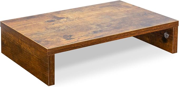 TEAMIX 14.2 inch Monitor Stand Riser, Rustic Brown Wood Monitor Riser with Storage for Desk Small Monitor Stand TV/Screen/PC/Laptop Riser Computer Stand Desktop Shelf (Brown-14.2 inch) by TEAMIX