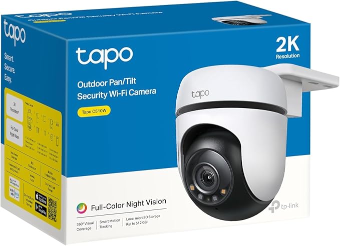 Tapo 2K Outdoor Wired Pan/Tilt Security Wi-Fi Camera, 360° View, Motion Tracking, Works w/Alexa & Google Home, Color Night Vision, Free AI Detection, Cloud & SD Card Storage(up to 512GB), Tapo C510W - Image 2