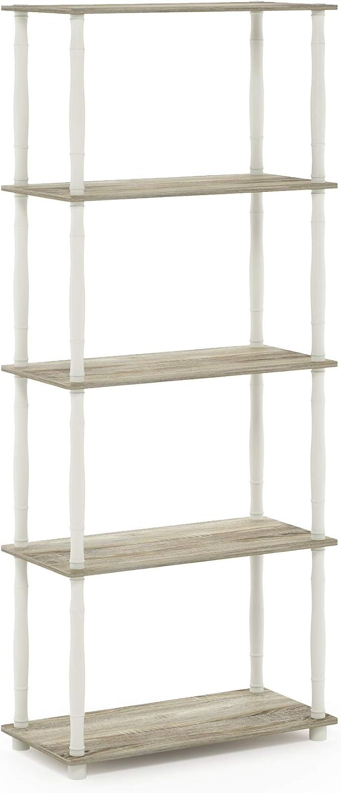 Furinno Turn-N-Tube 5-Tier Multipurpose Shelf / Display Rack / Storage Shelf / Bookshelf, Classic Tubes, Sonoma Oak/White by Furinno-FitsYourSpaceFitsYourBudget