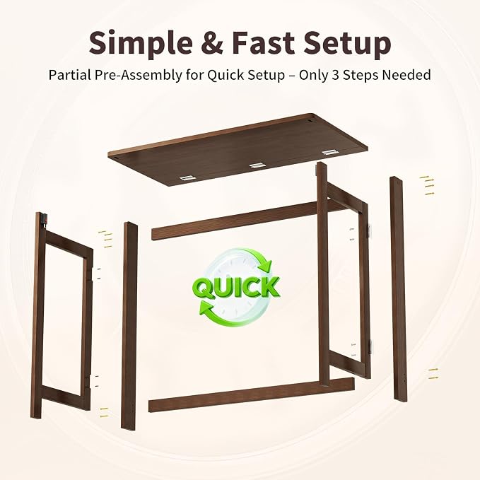 Folding Desk for Small Spaces, Bamboo Foldable Desk, Small Computer Table | Small Computer Desk, Mid Century, Fold Out，Compact Size, for Bedroom, Living Room, Apartment, Home Office - Image 8
