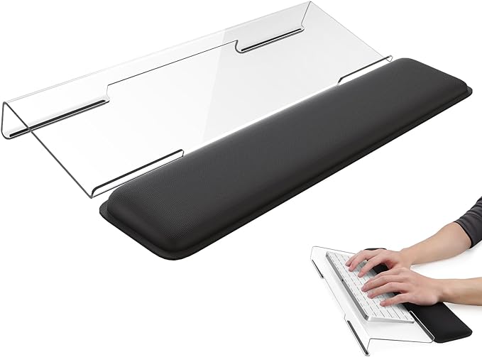 Laborio Computer Keyboard Wrist Rest, Keyboard Riser Stand for Desktop | Clear, Ergonomic Acrylic Keyboard Holder, Non-slip Wrist Pad, Pain Relief for Typing, Multiple Colors by Laborio