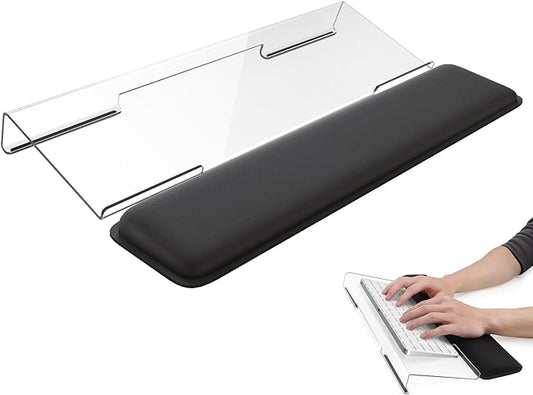 Laborio Computer Keyboard Wrist Rest, Keyboard Riser Stand for Desktop | Clear, Ergonomic Acrylic Keyboard Holder, Non-slip Wrist Pad, Pain Relief for Typing, Multiple Colors by Laborio