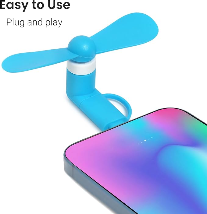 Type C Phone Fan 36Pack, 2-in-1 Portable Mini Cell Phone Fan Compatible for iPhone, iPad, Android Smartphone, Tablet Fit for Type C/Lightning Port Colorful and Powerful Cell Phone Summer Accessories - Image 5