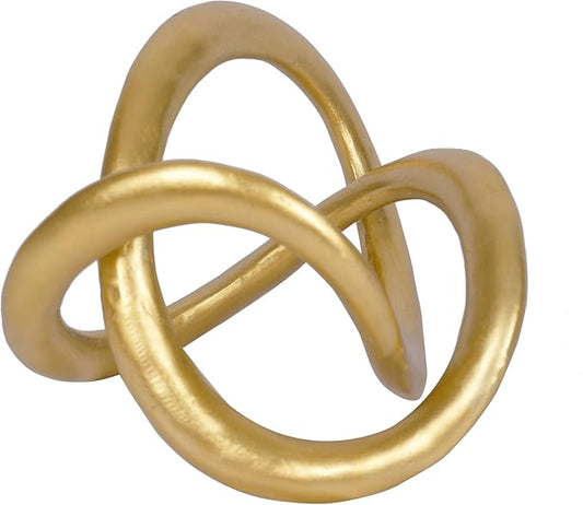 Modern Geometric Round Sculpture Gold Knot Statue Decor Tabletop Sculpture and Figurines Round Decorative Ornaments Knick Knacks Home Decor for Shelves Coffee Table Bookshelf Decoration Gifts by PUHOZN